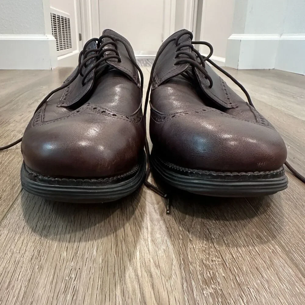 Brown Leather Brogue Wingtip Oxfords Cushioned Dress Sneaker Shoes Mens 16W